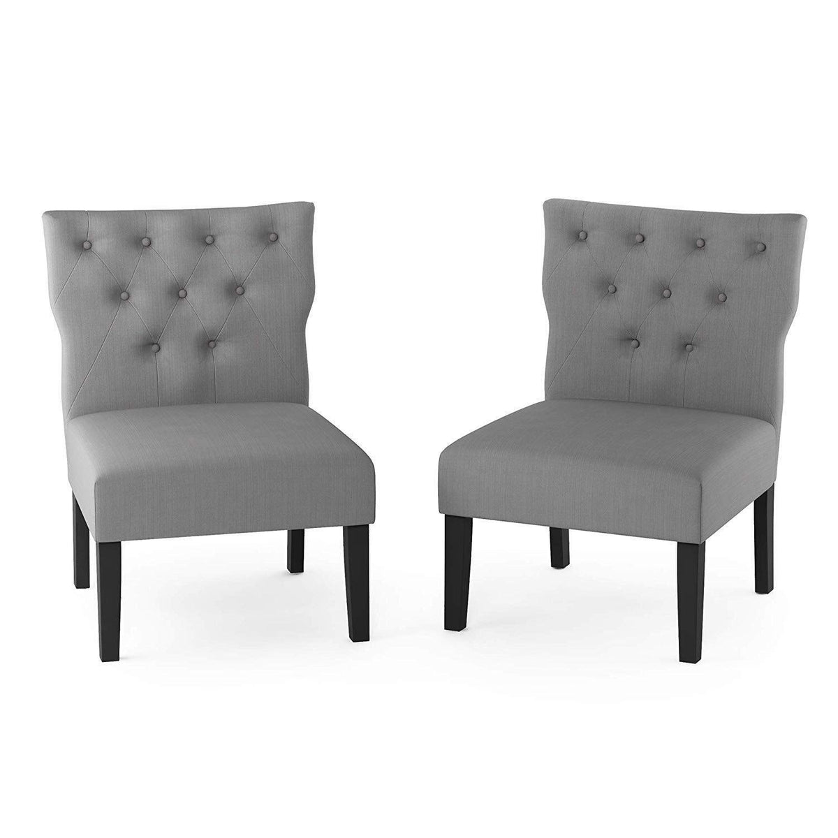 Furinno Belfort Button Tufted Back Accent Chair, Grey