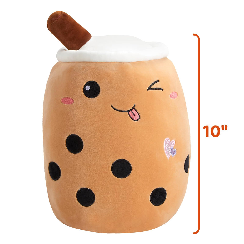 Athoinsu Light Up Chocolate Milk Tea Plush Pillow,10'Kawaii Bubble Stuffed Animal Toy With Led Lights,Birthday Christmas Holida