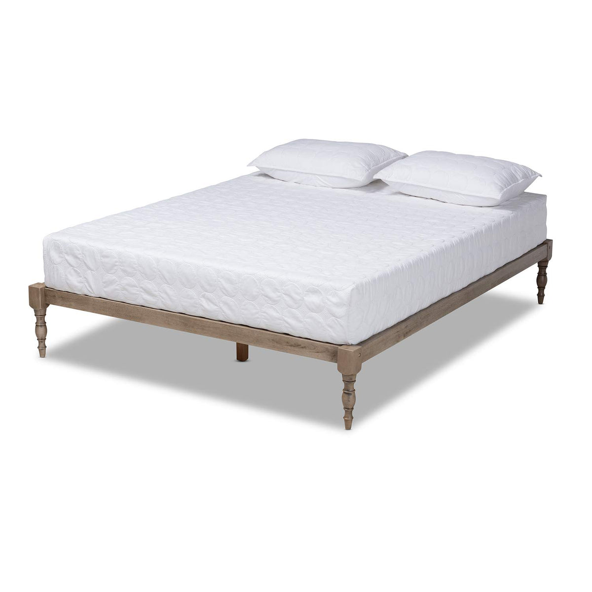 Baxton Studio Iseline Modern and Contemporary Antique Grey Finished Wood Full Size Platform Bed Frame