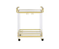 Steve Silver Furniture Aerin Server Cart, Acrylic and Tempered Glass, Gold Chrome Finish, w/Bottle and Stemware Storage, 3-Wine Bottle Storage, Dining Room, 17" D x 28" W x 35" H, Gold/Chrome