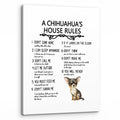 PHAMTE A Chihuahuas House Rules Wall Art, Funny Chihuahua Dog Quote Print Framed Canvas Painting Artwork Home Bedroom Living Roo