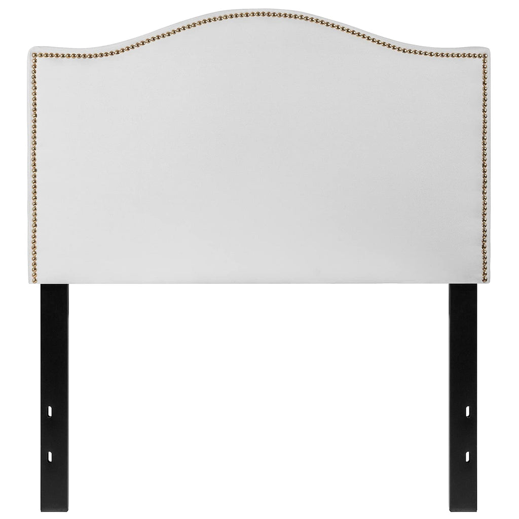 Flash Furniture Lexington Upholstered Twin Size Headboard With Accent Nail Trim In White Fabric