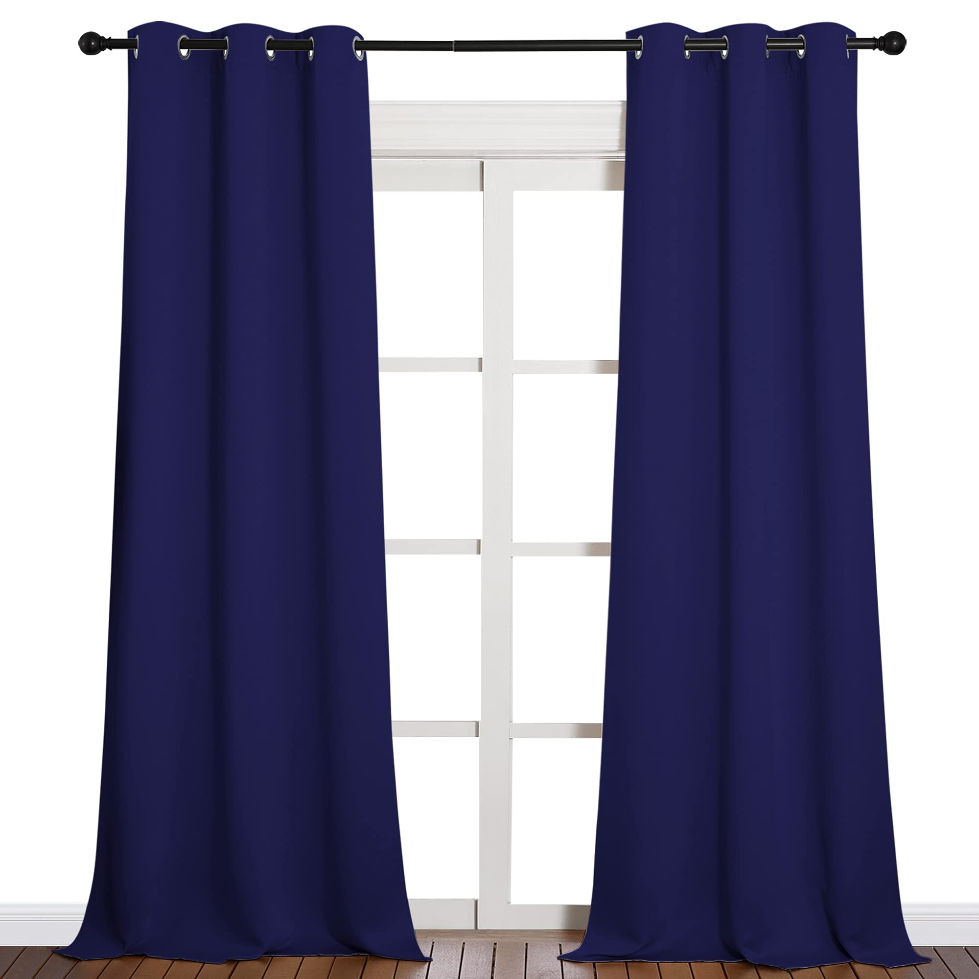 NICETOWN Window Drapes Long Curtains - Living Room Panels Grommet Top Window Treatment for Hall & Guest Room (Navy Blue, 42 inch