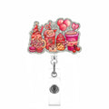 Valentine'S Day Badge Reel Pink Balloon Badge Reels- Acrylic Badge Reels- Cute Holiday Love Retractable Badge Reel, Holder For O