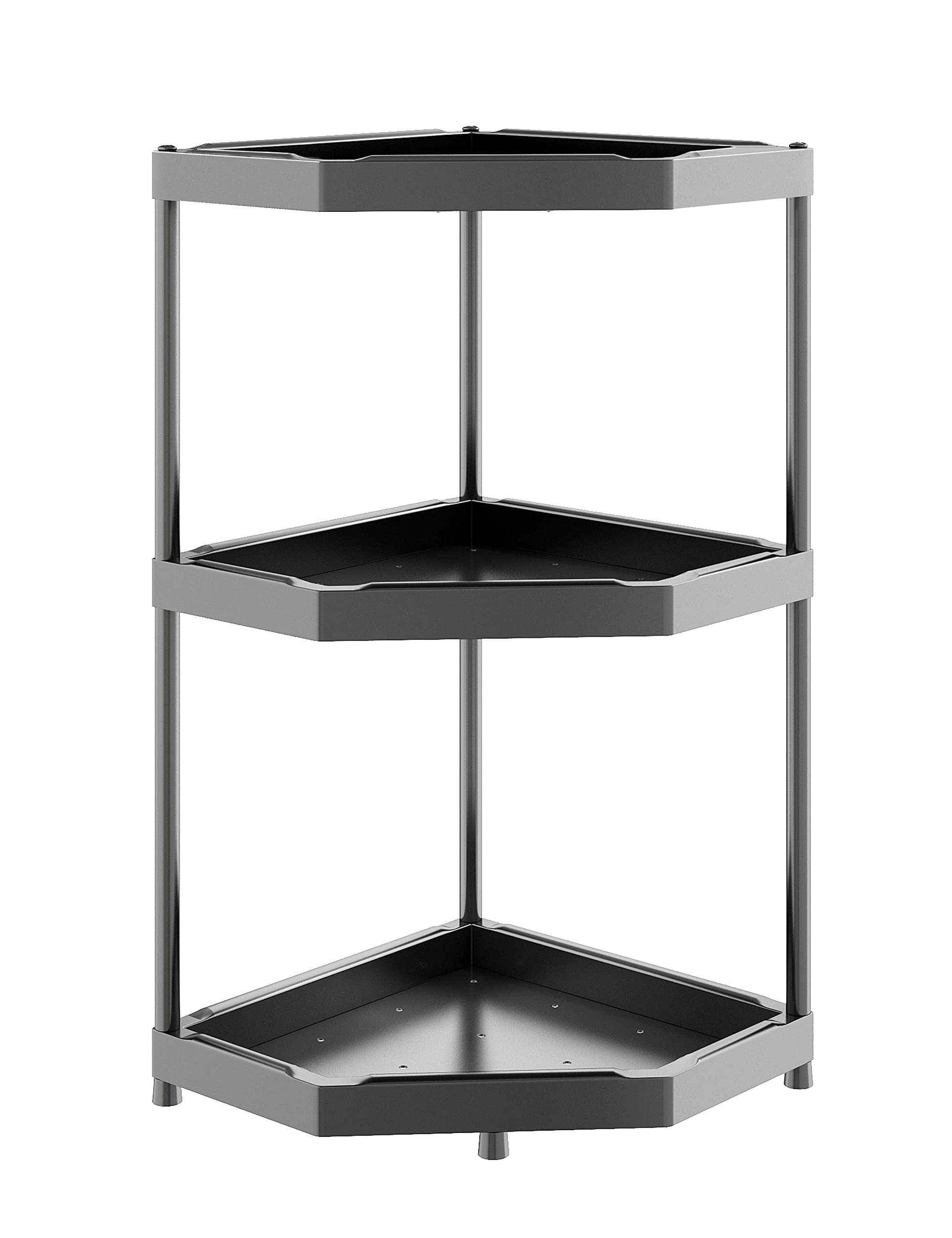villertech Corner Shelves 3 Tier Small Corner Bookshelf Kitchen Bathroom Standing Shelf Display Rack Storage Rack Plant Stand Ro