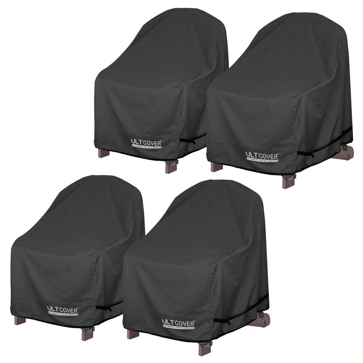 Ultcover Waterproof Patio Adirondack Chair Cover 4 Pack For Outdoor Chair Size Upto 32W X 35D X 36H Inch, Black