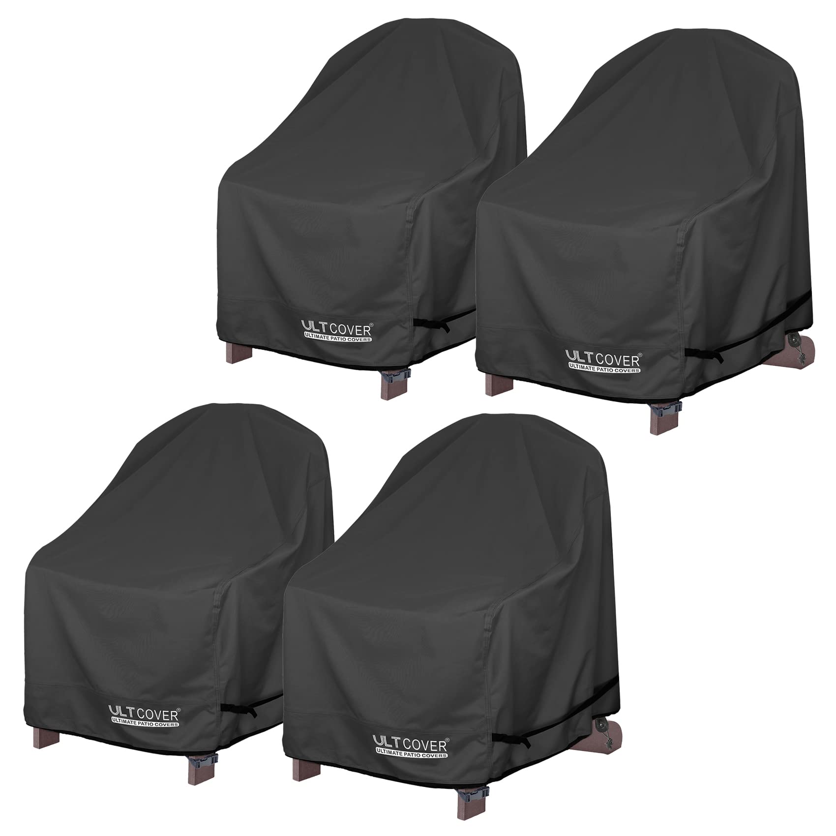 Ultcover Waterproof Patio Adirondack Chair Cover 4 Pack For Outdoor Chair Size Upto 32W X 35D X 36H Inch, Black