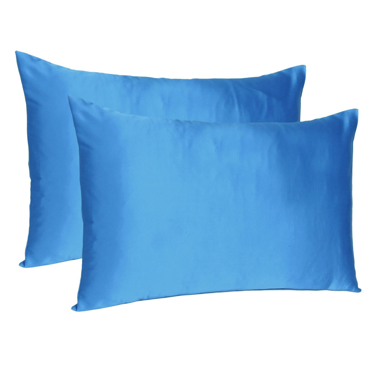 HomeRoots Bright Blue Dreamy Set of 2 Silky Satin Standard Pillowcases