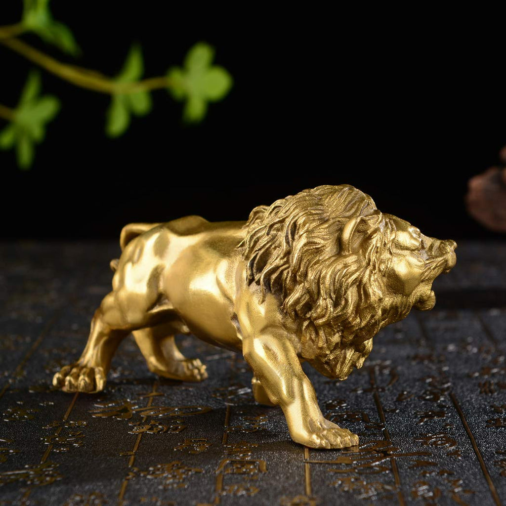 Brabud Chinese Fengshui Handmade Brass Magical And Noble Lion Statue Home Decor Housewarming Gift (Jinshizi)