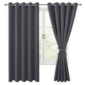 Hiasan Grommet Blackout Curtains For Bedroom, 60 X 72 Inches - Thermal Insulated & Light Blocking Window Drapes For Living Room/Dorm Room, Set Of 2 Panels Sewn With Tiebacks, Dark Grey