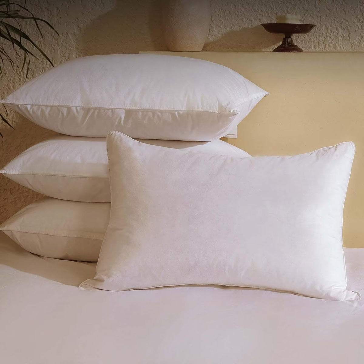 Bhz Goose Down Feather Pillows King Size Set Of 4 Pack, Luxury Hotel Alternative Collection Bed Pillow For Sleeping Firm Soft Su