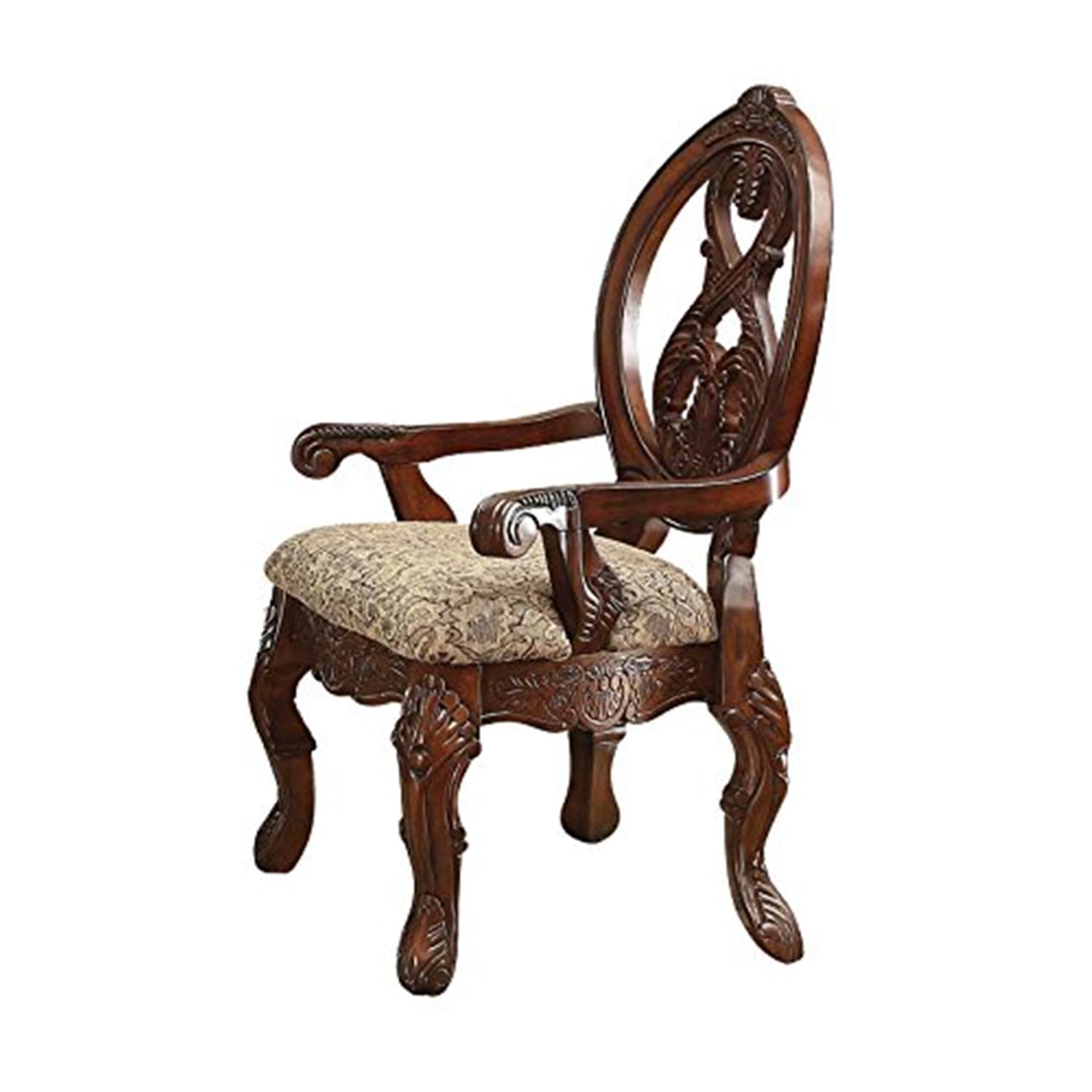 ACME Furniture Rovledo Arm Chair, Set of 2, Fabric/Cherry