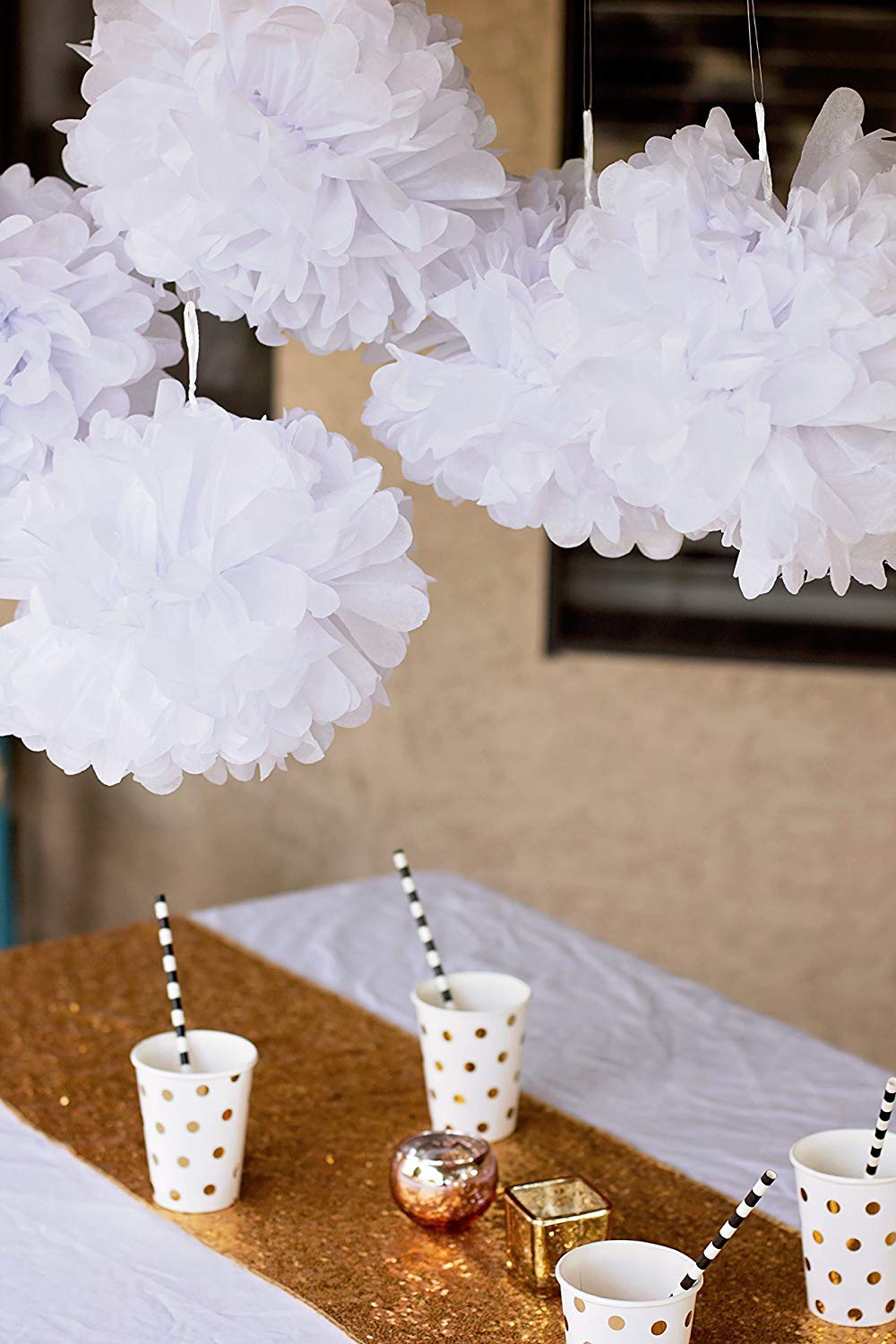 Lightingsky 10Pcs Diy Decorative Tissue Paper Pom-Poms Flowers Ball Perfect For Party Wedding Home Outdoor Decoration (12-Inch D
