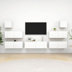 vidaXL TV Stand Set 7 Piece Home Living Room Bedroom Furniture HiFi Stereo Cabinet TV Stand Media Unit Entertainment Center Engineered Wood White