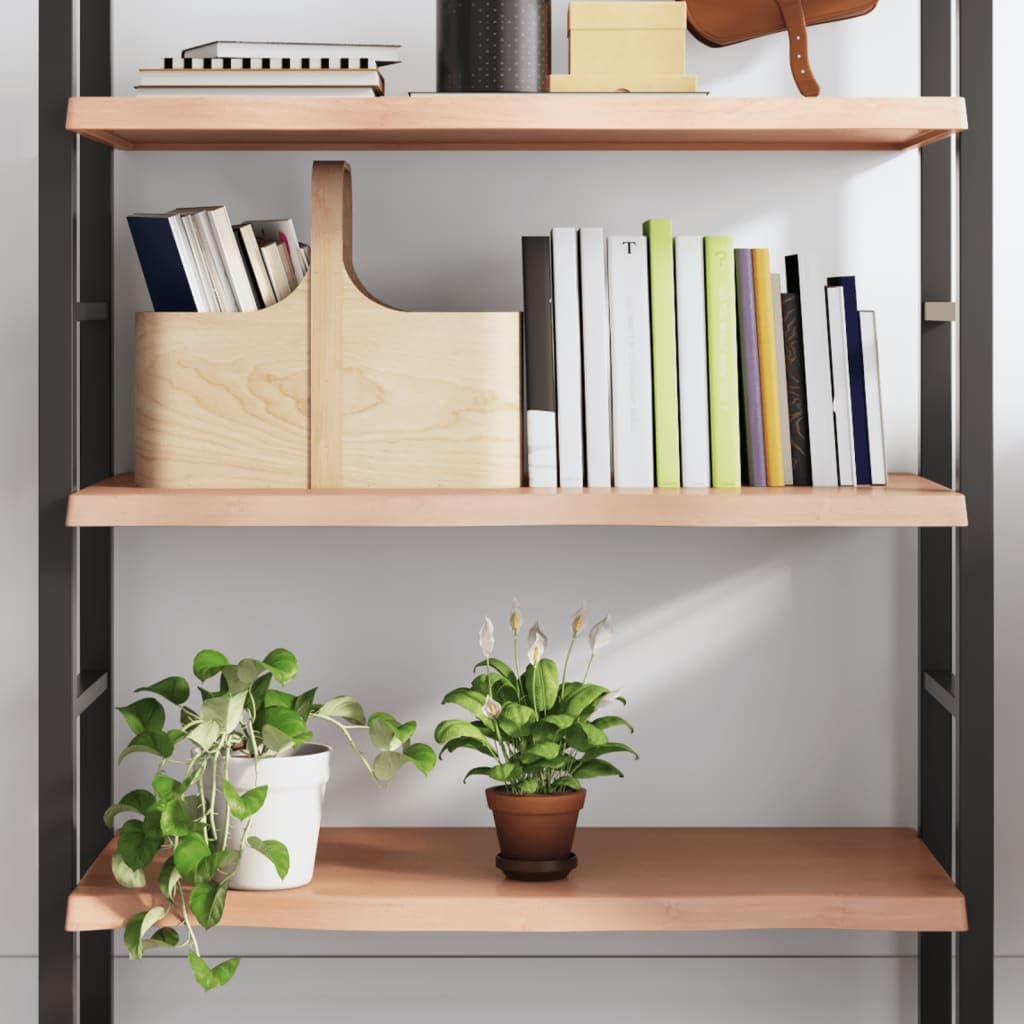 vidaXL Wall Shelf - Light Brown - Made of Treated Solid Oak Wood - Versatile Use with Live Edge Design - Varnished for Immediate Use - Maximum Load Capacity 84.7 lb