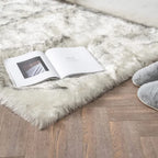 Orinova Grey And White Plush Shag Washable Rugs For Bedroom Faux Sheepskin Fur Furry Carpet For Living Room 2X6 Nursery Rug Runn