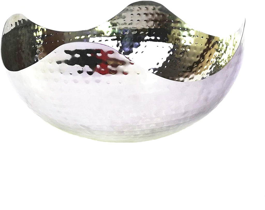 Hosley 10'' Long Silver Finish Metal Bowl Modern Elegance for Serving and Decor Contemporary Accent for Stylish Homes Sophistica