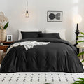 Jellymoni Cotton Duvet Cover California King - 100% Washed Cotton Linen Like Textured Comforter Cover, 3 Pieces Soft Bedding Set