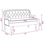 vidaXL 47 W Small Loveseat, Velvet Chesterfield Sofa with Button Tufting & Rolled Armrests for Small Spaces, 2 Seater Couch for Living Room & Bedroom, Black