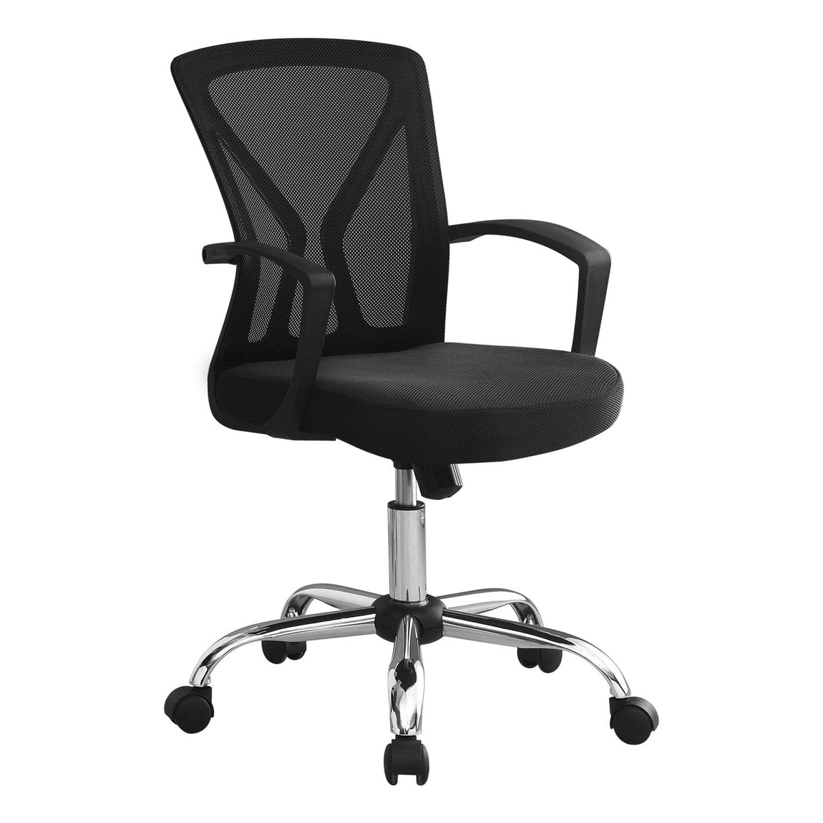 Monarch Specialties I 7460 Office Chair, Adjustable Height, Swivel, Ergonomic, Armrests, Computer Desk, Work, Metal, Fabric, Black, Chrome, Contemporary, Modern