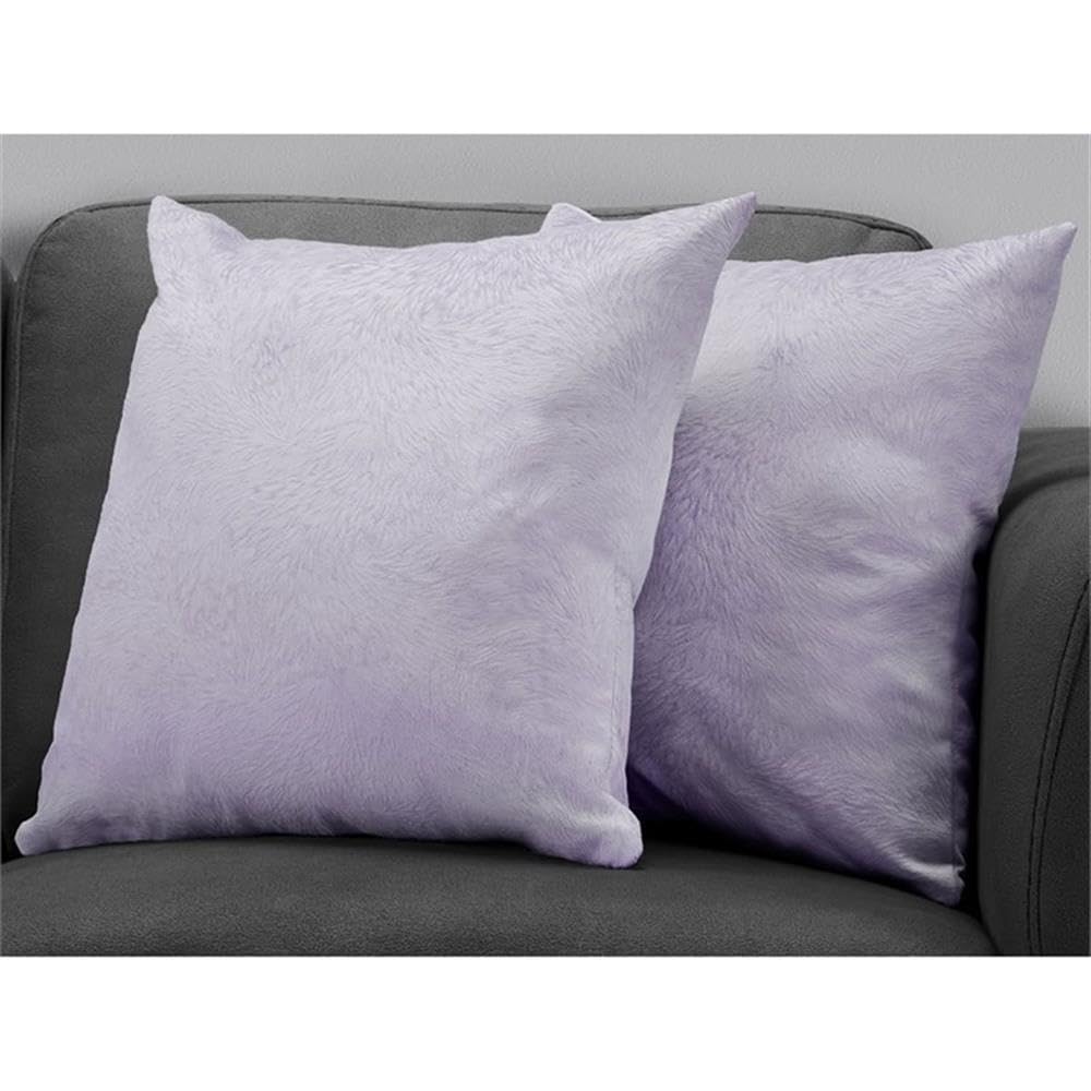 Monarch Specialties I 9325 Pillows, Set of 2, 18 X 18 Square, Insert Included, Decorative Throw, Accent, Sofa, Couch, Bedroom, Polyester, Hypoallergenic, Purple