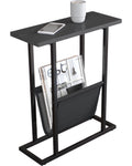 Yusong Narrow Side Table for Small Spaces, Small End Table with Magazine Holder Table, Skinny Slim Little Thin Table for Living 