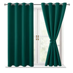 Hiasan Blackout Curtains For Bedroom, 52 X 54 Inches Long - Thermal Insulated & Energy Saving Window Curtains For Living Room, 2 Drape Panels Sewn With Tiebacks, Hunter Green