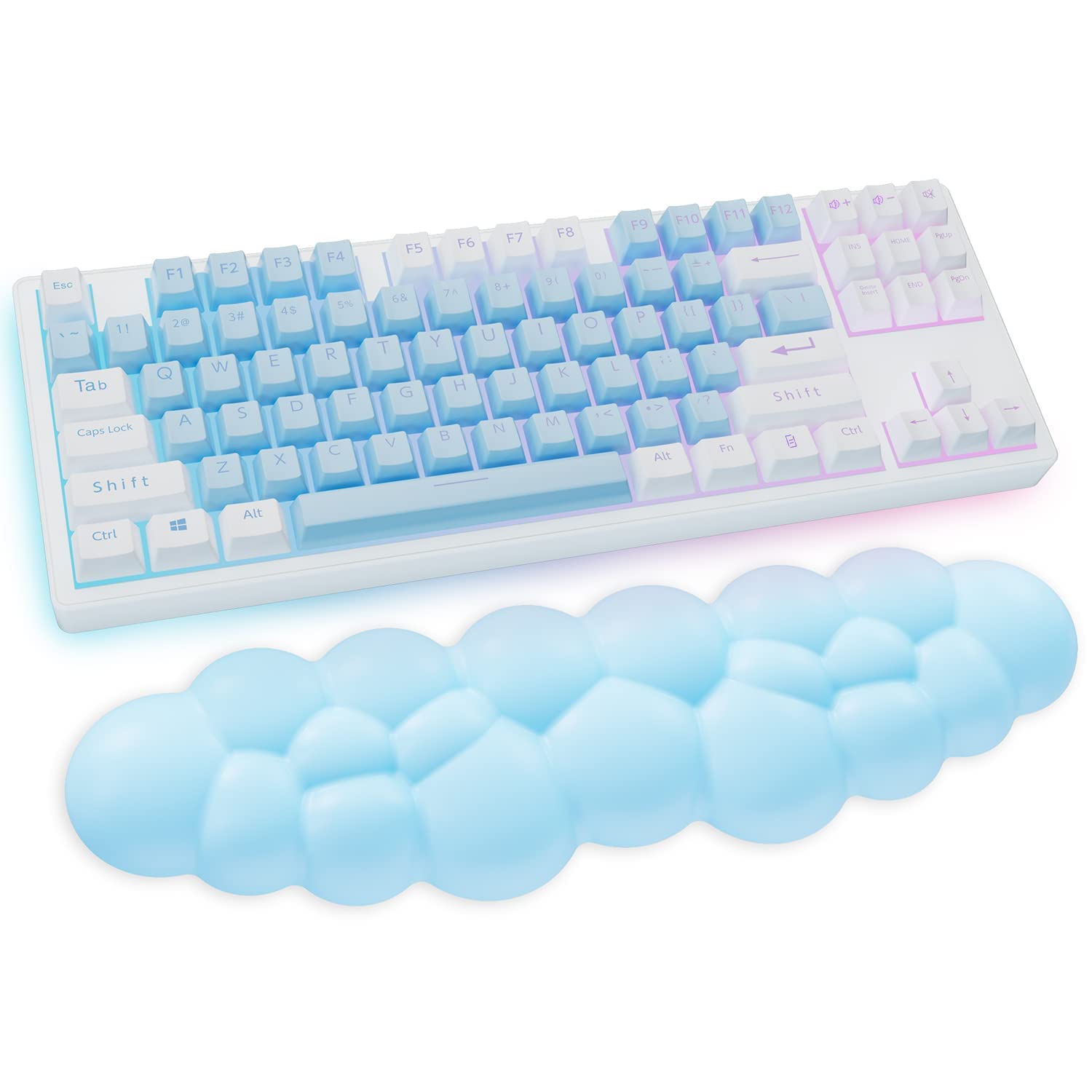 Cloud Wrist Rest Keyboard, Blue Cloud Palm Rest With Pu Leather Memory Foam Cute Keyboard Rest For Wrist Support And Arm Rest, D