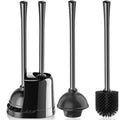 LOVLOY Toilet Plunger and Brush, Silicone Bowl Brush and Heavy Duty Toilet Plunger Set with Ventilated Holder, 2-in-1 Toilet Bru