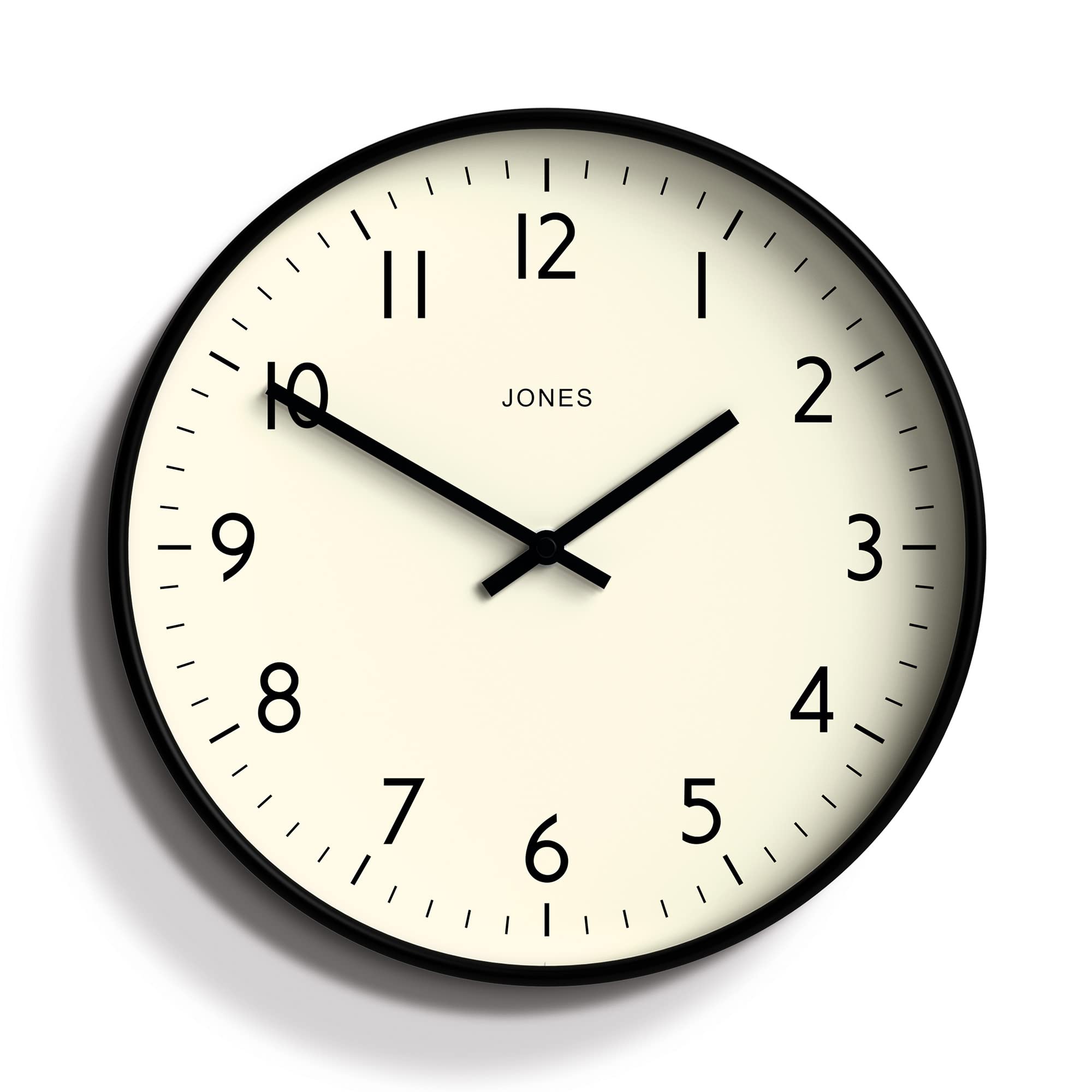 JONES CLOCKS Studio Round Wall Clock - Round Clock - Modern Clock - Designer Clock - Kitchen Clock - Living Room Clock - Office 