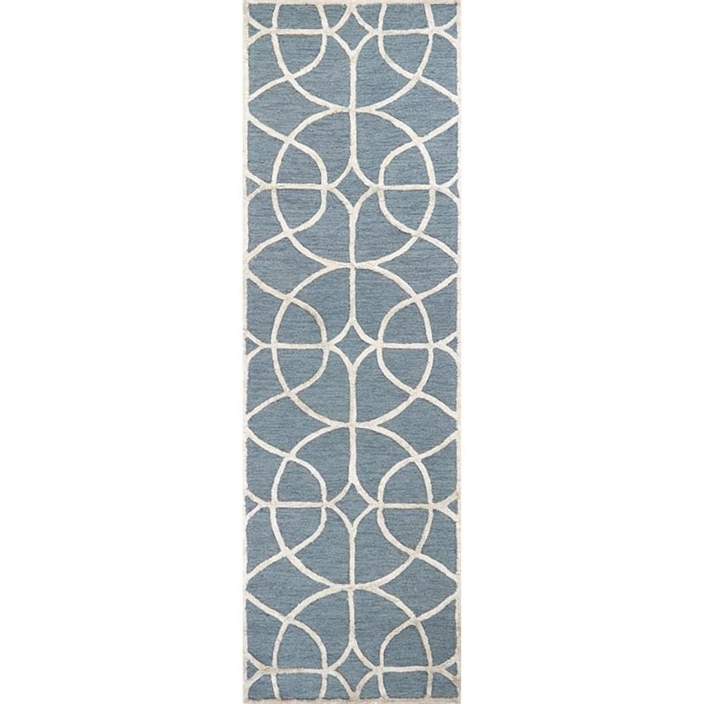 Alora Decor Madison 2'6&quot; X 8' Trellis Denim/Gray Hand-Tufted Area Rug