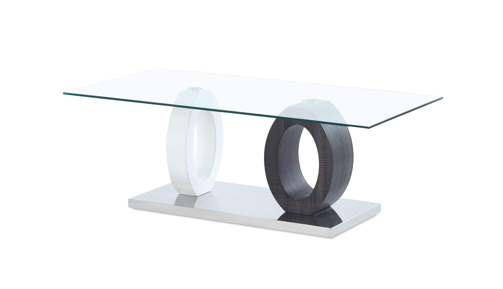 HomeRoots White and Grey Glass Top Cocktail Table