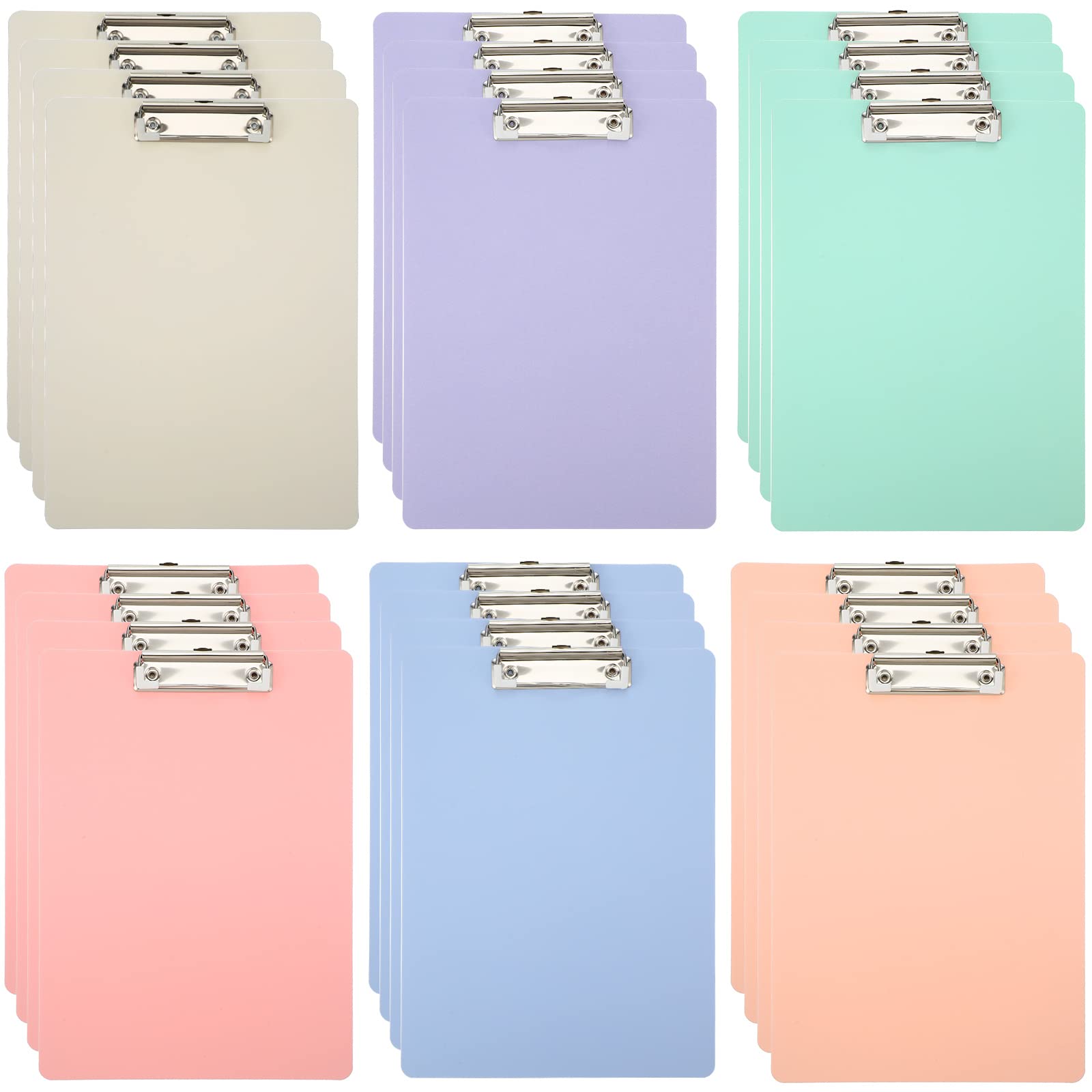 24 Pcs Plastic Clipboards Bulk Assorted Color A4 Letter Size Clip Boards With Low Profile Metal Clip Clipboards For Student Teac