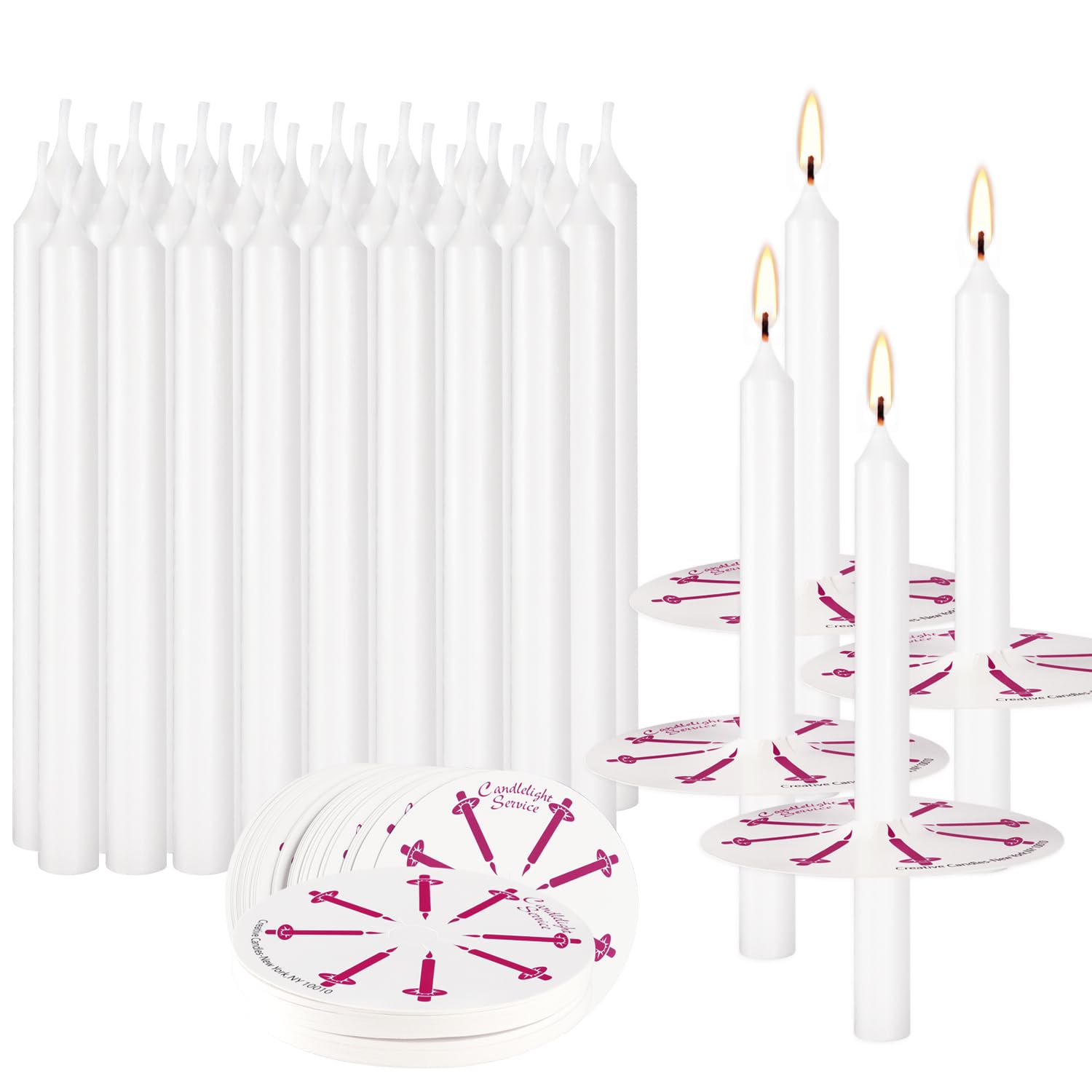 100 pcs odorless Taper Candles, White, Handheld with drip Protection, 5 inches, Church Prayer Candles, Sabbath Candles, Religiou