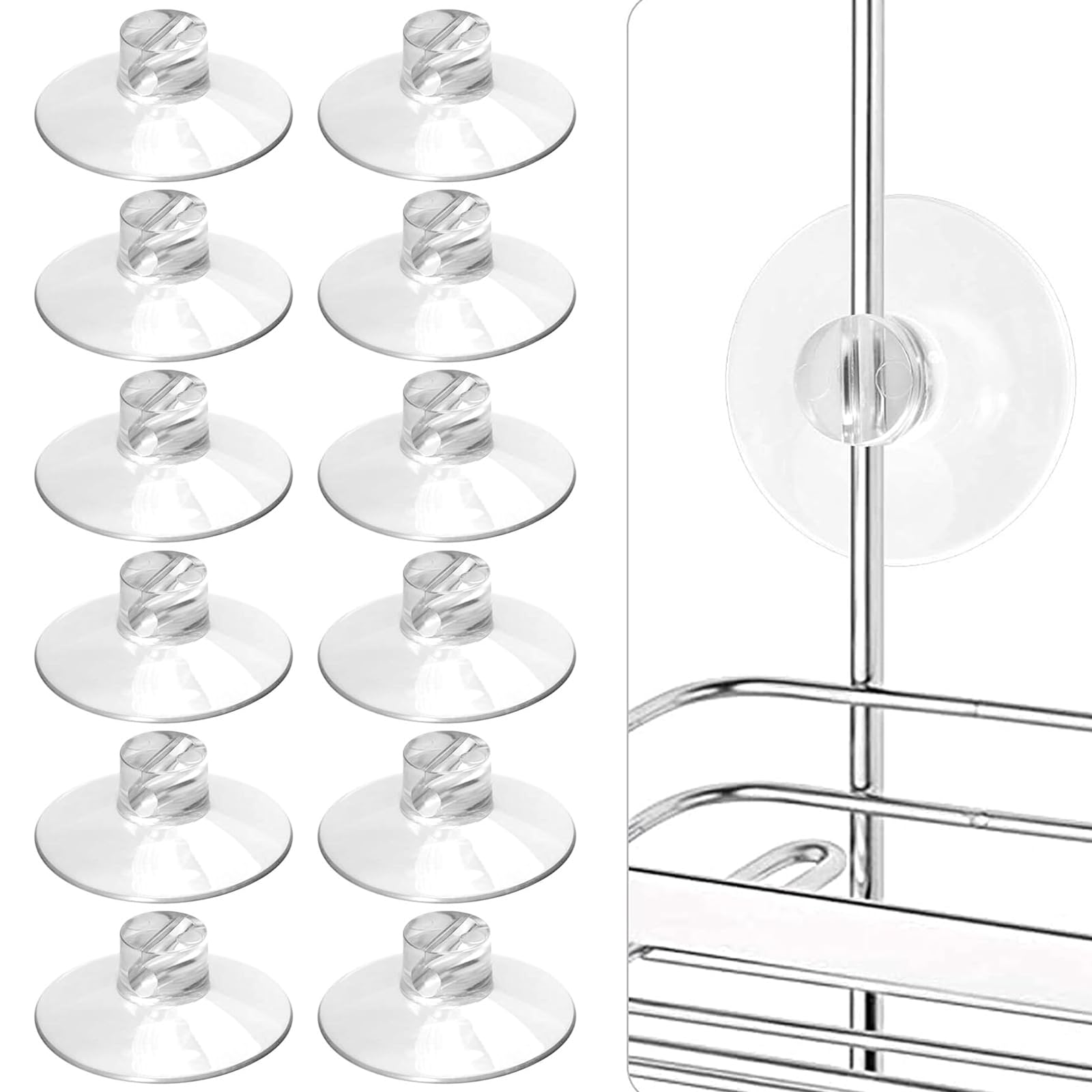 YeeBeny 12Pcs Shower Caddy Connectors Suction Cups for Bathroom, Heavy Strength Large Suction Cups Without Hooks, Replacement Su
