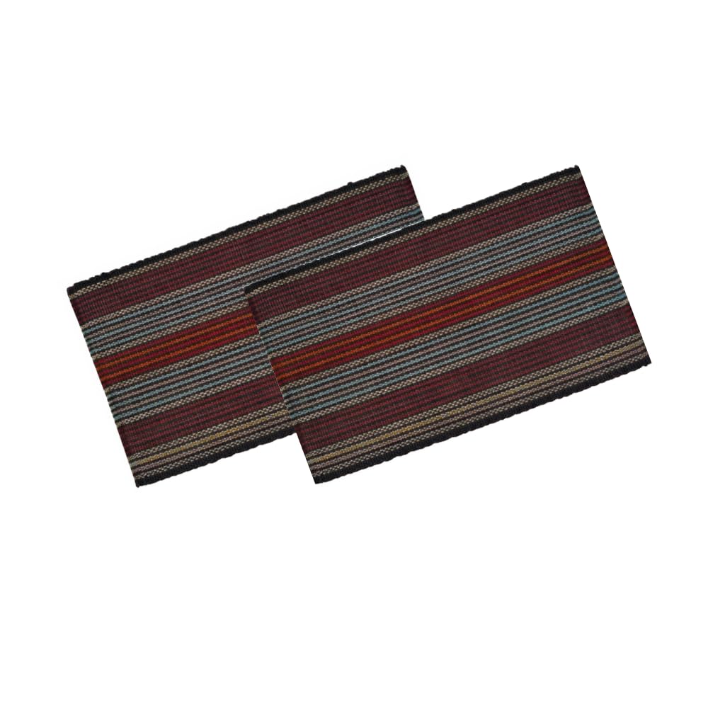 Threadglow Decors Cotton Rectangular Door Mats Set of 2 | Multicolor Traditional Style Door Mats Combo for Home | Thin Lightweig