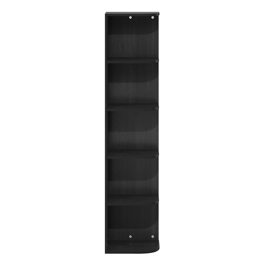 Furinno Pasir 5-Tier Corner Open Shelf Bookcase, Blackwood