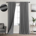 Koufall Grey Back Tab Linen Blackout Curtains 52X90 Inches Long