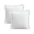 Dekeyoo Ruffled Pillow Case Set, White Euro Pillow Shams, Pack Of 2 Edge Ruffled Pillow Cover 100% Brushed Microfiber 26X26 Inch