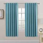 H.Versailtex Blackout Curtains Thermal Insulated Window Treatment Panels Room Darkening Blackout Drapes For Living Room Back Tab/Rod Pocket Bedroom Draperies, 52 X 72 Inch, Aqua, 2 Panels
