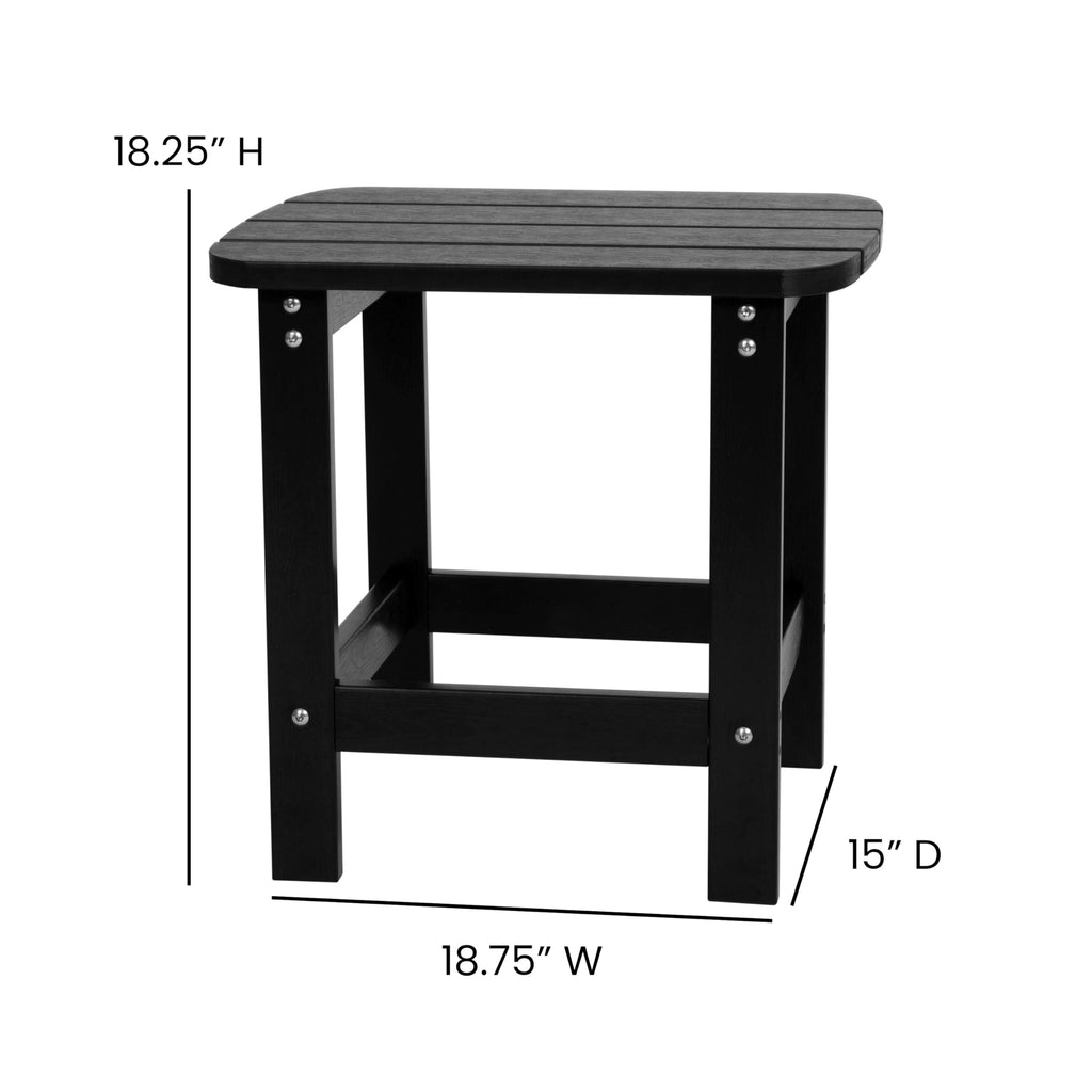 Flash Furniture Charlestown Tiered Commercial Poly Resin Adirondack Side Table - Black - All-Weather - Indoor/Outdoor