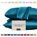 Elegant Comfort Silky And Luxurious 2-Piece Satin Pillowcase Set For Healthier Skin And Hair, Hidden Zipper Closure And Beautifully Packaged, Satin Pillowcase Set, King, Turquoise