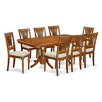 East West Furniture NAPL9-SBR-W 9 Piece Kitchen Table Set Includes a Rectangle Dining Table with Butterfly Leaf and 8 Dining Chairs, 40x78 Inch, Saddle Brown