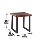 Steve Silver Jennings Rustic Live Edge, Solid Pine Construction, and Two-Tone Cherry and Ebony Finish End Table, 22 x 22 x 24