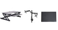 Rocelco 37.5" Deluxe Height Adjustable Standing Desk Converter with Dual Monitor Mount and Anti Fatigue Mat Bundle - Sit Stand Up Computer Workstation Riser - Keyboard Tray - Gray (R DADRG-DM2-MAF)