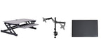 Rocelco 37.5" Deluxe Height Adjustable Standing Desk Converter with Dual Monitor Mount and Anti Fatigue Mat Bundle - Sit Stand Up Computer Workstation Riser - Keyboard Tray - Gray (R DADRG-DM2-MAF)