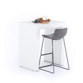 Mobili Fiver, Evolution High Table 35.4 x 23.6 in, Ashwood White, High Top Table for 2 People, Bar Table, Kitchen Island, Counte