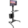 Mount-It! Computer Cart Mobile Desk Workstation With Monitor Mount For Screen Up To 32', Rolling Computer Desk Pc Cart, Keyboard & Mouse Tray, Rolling Stand With Adjustable Cpu Holder, 63.5' Tall