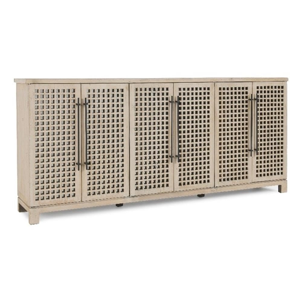 Kosas Home Landon 6-Door Reclaimed Pine Wood Sideboard in Antique White