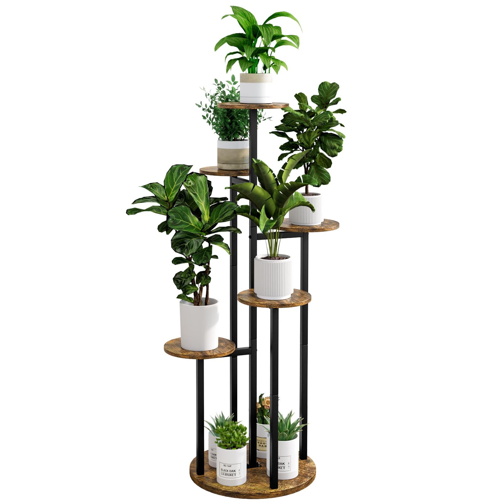 Ingiordar Plant Stand Indoor 6 Tier 9 Potted Multiple Flower Pot Holder For Patio Garden Balcony Living Room Corner (6 Tier Blac